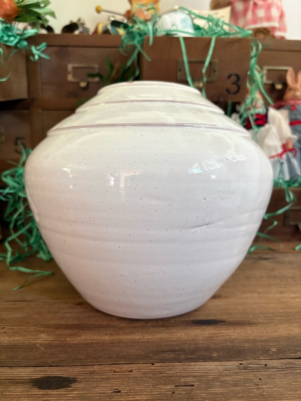 White Glossy Ceramic Decorative Jar